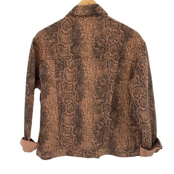 Free People Snake print trucker jacket brown and black oversized size small - Picture 7 of 10
